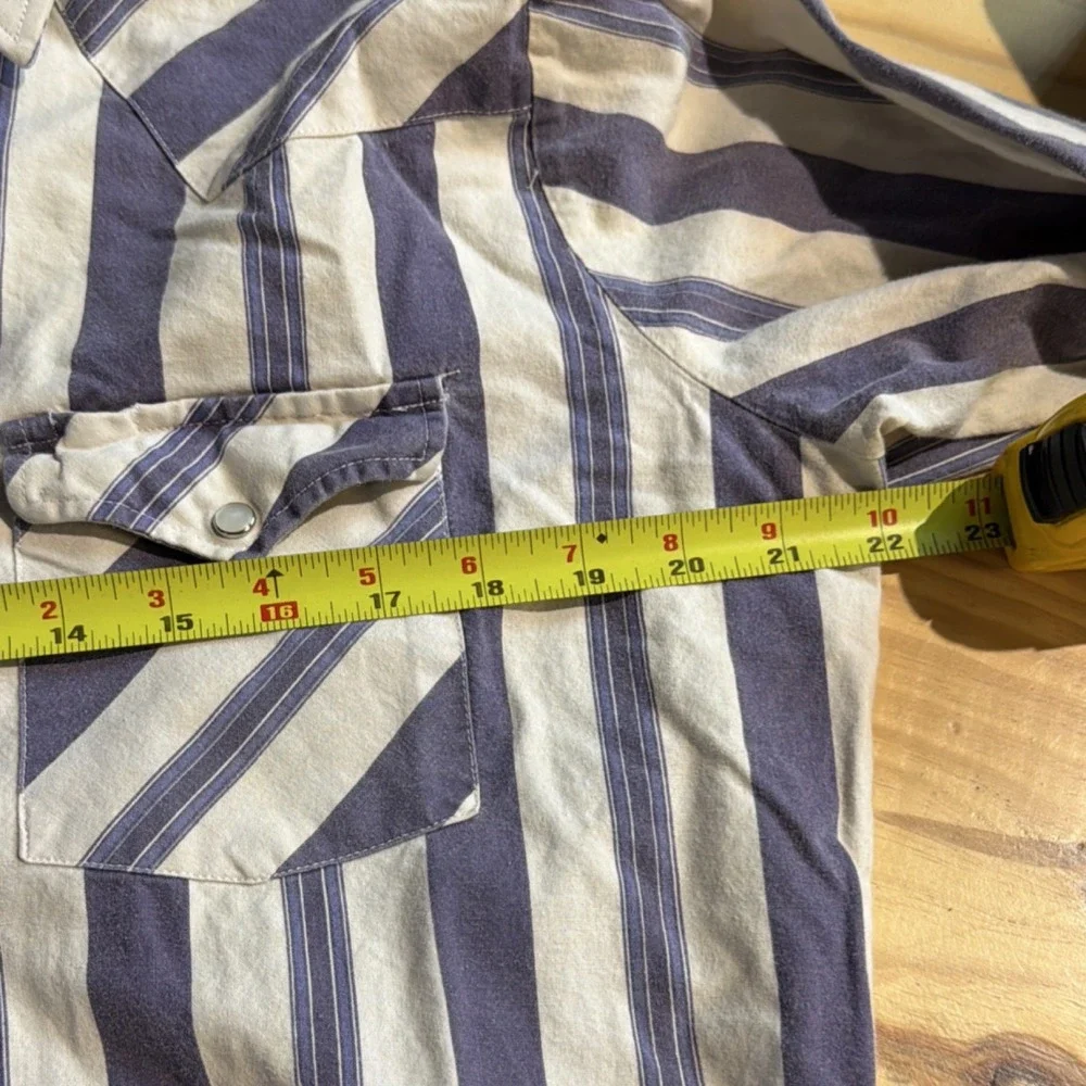 Vintage Lee Cotton Striped Purple White Button - Picture 5 of 6